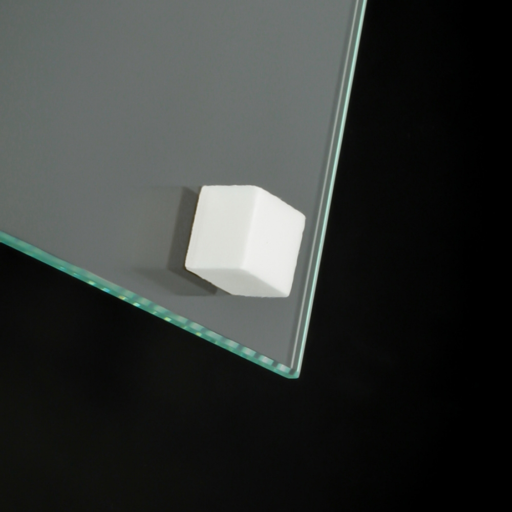 Bildhalter - Spiegelblech selbstklebend 4,5x4,5cm + Puffer in weiß - 1kg